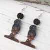 Wholesale Black History African Style Queen Head Pendant Wooden Double-Sided Earrings