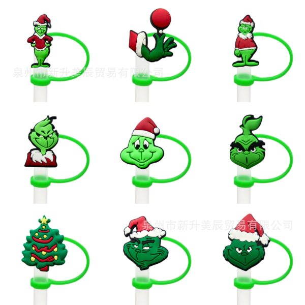 Wholesale Christmas straw cap straw sle silicone Straw Tube Cap