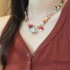 Wholesale Handmade Colored Natural Stone Rice Bead Necklace