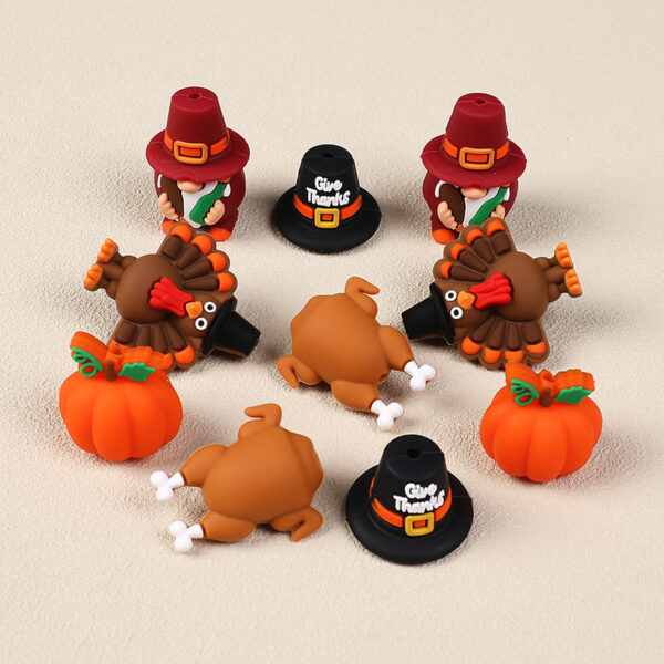 O1CN01M1ZB8G1CRJYpKTjhe_2217794230077-0-cib Wholesale 20pcs New Thanksgiving 3D Turkey Silicone Beads