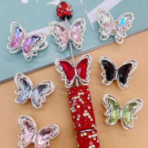 Wholesale Alloy double-sided crystal zircon butterfly beads