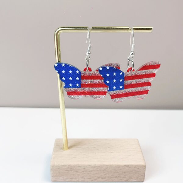 Wholesale Independence Day Flag Red Blue Sunflower Love Earrings