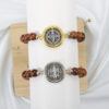 Wholesale Wooden Rosary Alloy Round Cross Bracelet