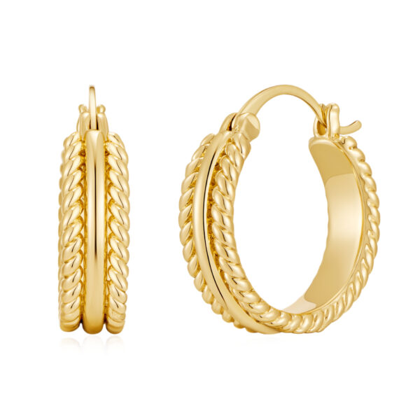 Wholesale Flower stitching circular double-layer earrings