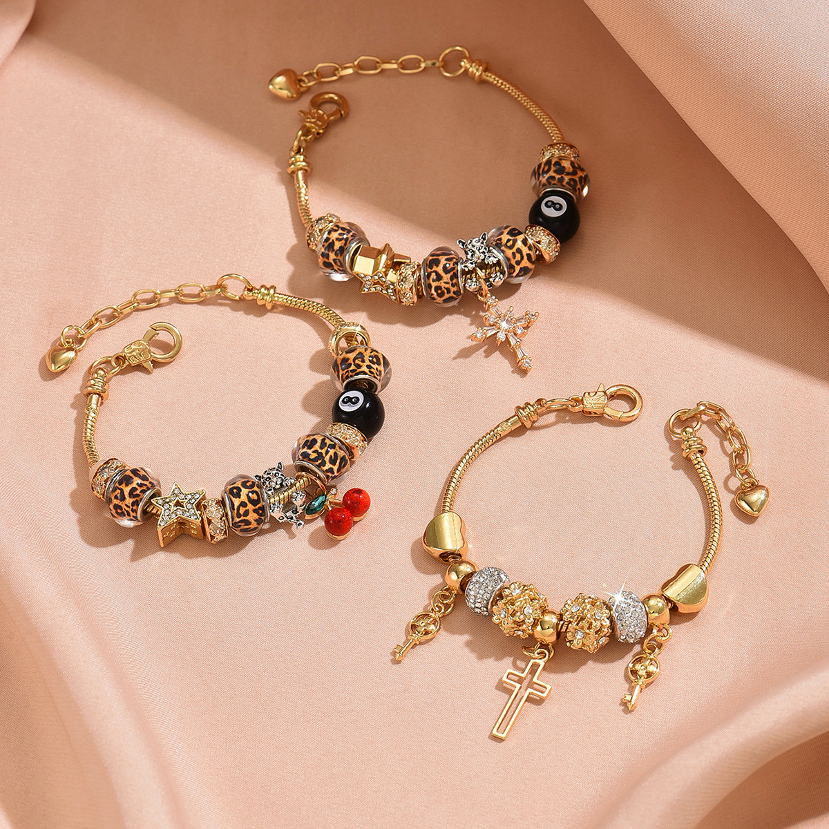Wholesale Golden leopard Print Cross Grand Bracelet