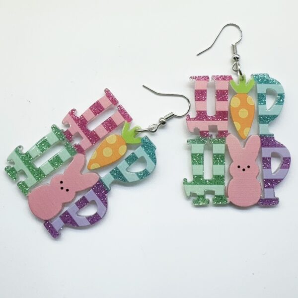 Wholesale Easter egg bunny fluorescent candy colored acrylic earrings
