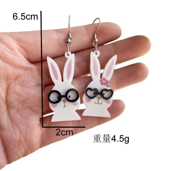 Wholesale Easter cartoon rabbit acrylic asymmetrical earrings