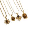 Wholesale Titanium Steel Tiger Eye Stone Pendant Necklace Accessory