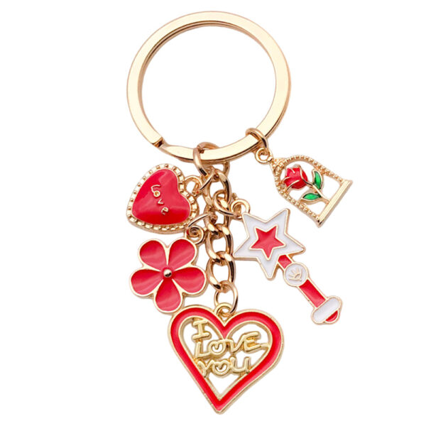 Wholesale Red Magic Wand Love Rose Cherry Blossom Keychain