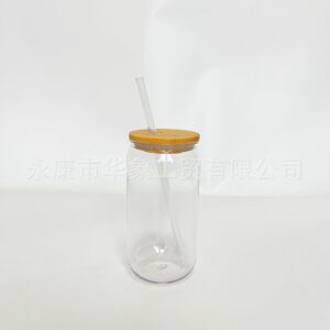 Transparent + bamboo cover (unit price plus 0.5) / 16oz/475ml
