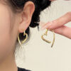 Wholesale Electroplated gold opening heart-shaped earrings