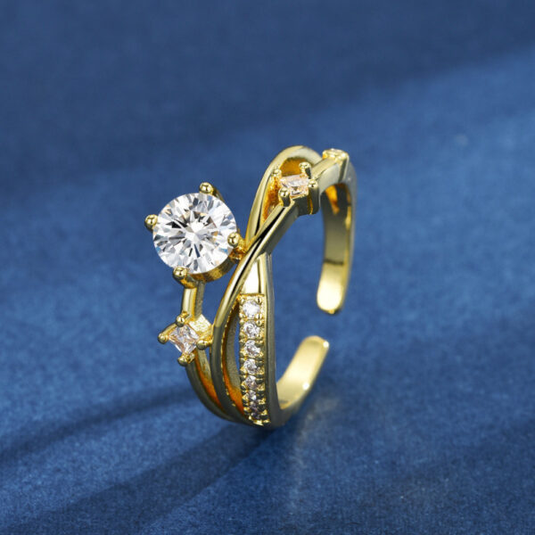 O1CN01MHHFae1Id7WyNjF5D_2222221900915-0-cib Wholesale Golden Cosmic Planet Trajectory Flashing Diamond Cross Geometric Open Ring