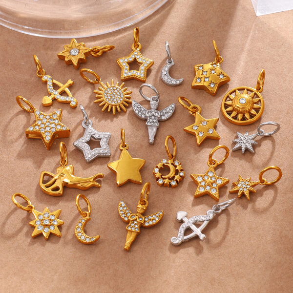 Wholesale Star Moon Angel Diamond Set Necklace Pendant Accessories