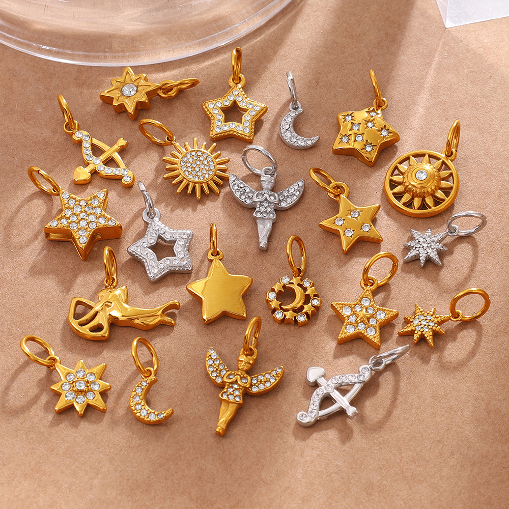 Wholesale Star Moon Angel Diamond Set Necklace Pendant Aessories