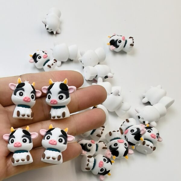 Wholesale Cute black and white cow cartoon 3D Focal Beads