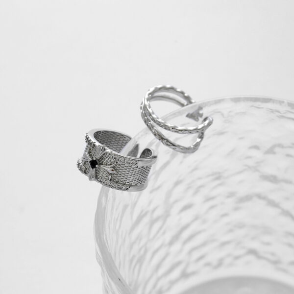 Wholesale Hollow Cross Iris Zircon Open Ring