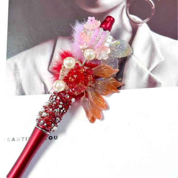O1CN01MKohTa1U5To4Obcyj_2218273282466-0-cib Wholesale beaded pens Hand-woven ancient-style beaded flower pen red koi