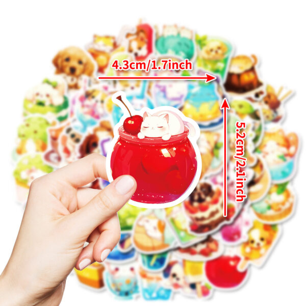 Wholesale 50pcs cartoon food cat dog graffiti stickers