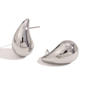 S Mini hollow small water drop earrings-steel color