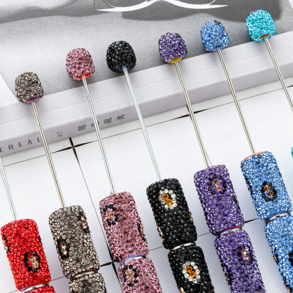 Wholesale Leopard print multi-color plastic diamond studded beadab pens