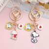 Wholesale Cute cartoon white heart-shaped dog alloy keychain