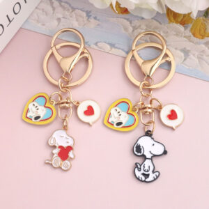 Wholesale Cute cartoon white heart-shaped dog alloy keychain