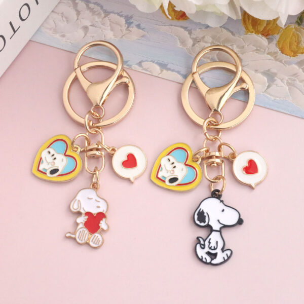 Wholesale Cute cartoon white heart-shaped dog alloy keychain