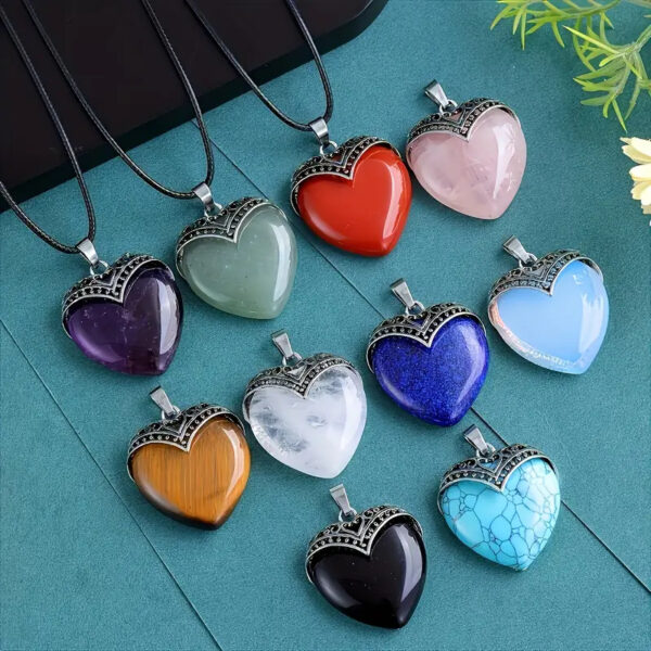 O1CN01MNxq6M1u4GjbFs49Z_2216598745983-0-cib Wholesale Colorful natural stone heart pendant necklace