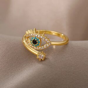 Wholesale Demon Eye Blue Eye Diamond-Studded Open Ring