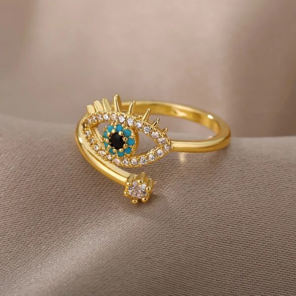 Wholesale Demon Eye Blue Eye Diamond-Studded Open Ring