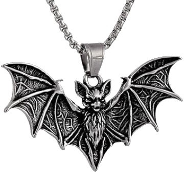 Wholesale Gothic Halloween Bat Pendant Stainless Steel Necklace