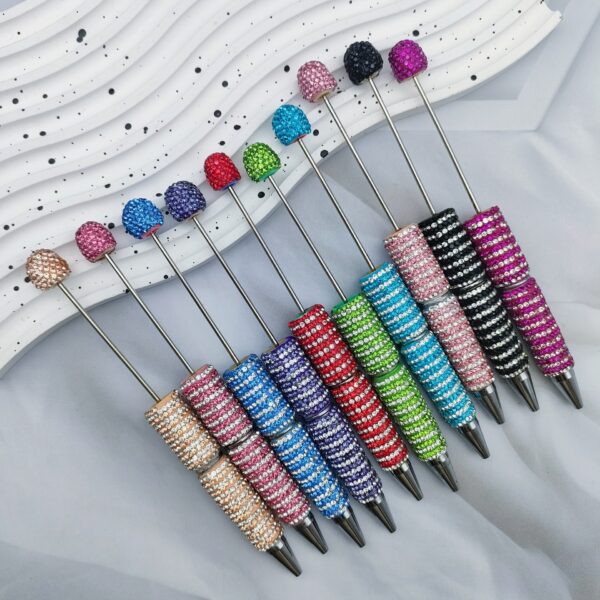 Wholesale Circular Textured Spiral Adorned Full Diamond-like Fancy Beadable Pens