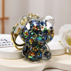 Glow-in-the-dark bear [black] / Keychain + luminous oil bottle