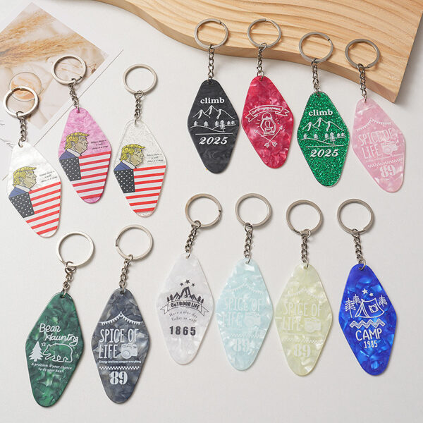 Wholesale Colorful creative acrylic diamond shaped nameplate keychain