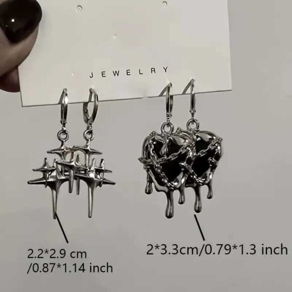 Wholesale Gothic liquid heart-shaped pendant earrings