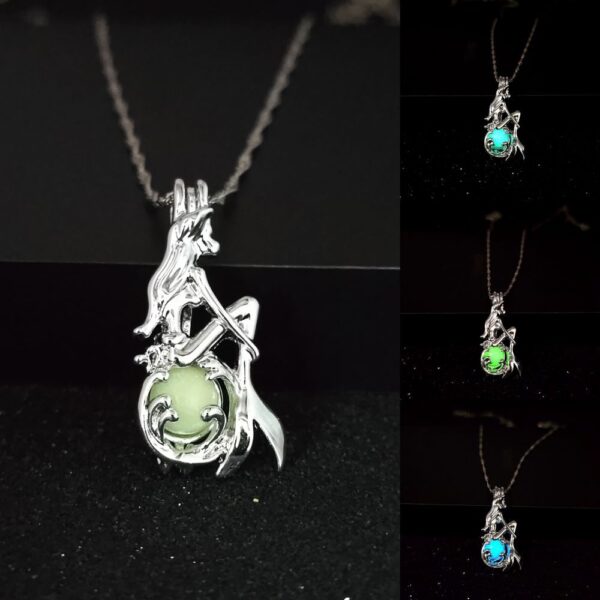 Wholesale Mermaid Night Light Glowing Alloy Necklace