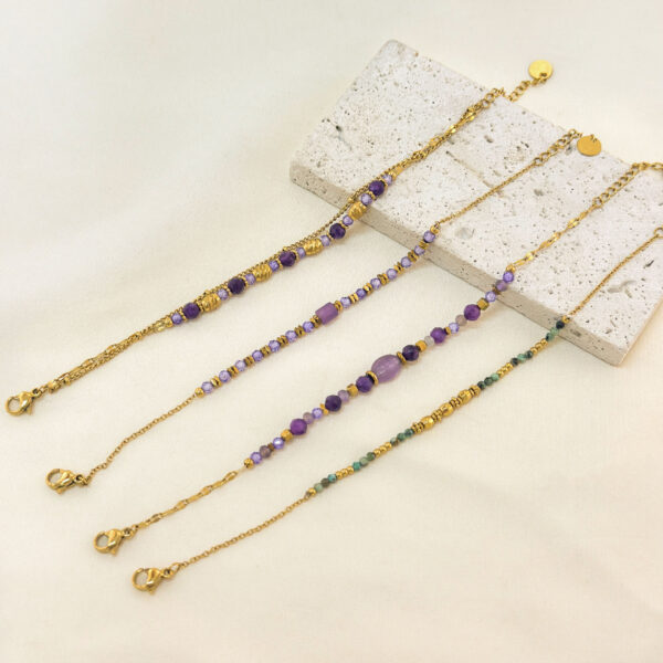 Wholesale natural jasper stone bracelet stainless steel bracelet