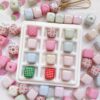 Wholesale 10pcs low saturation wave point heart block Acrylic Beads