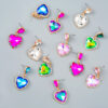 Wholesale Colored diamond studded heart-shaped earrings