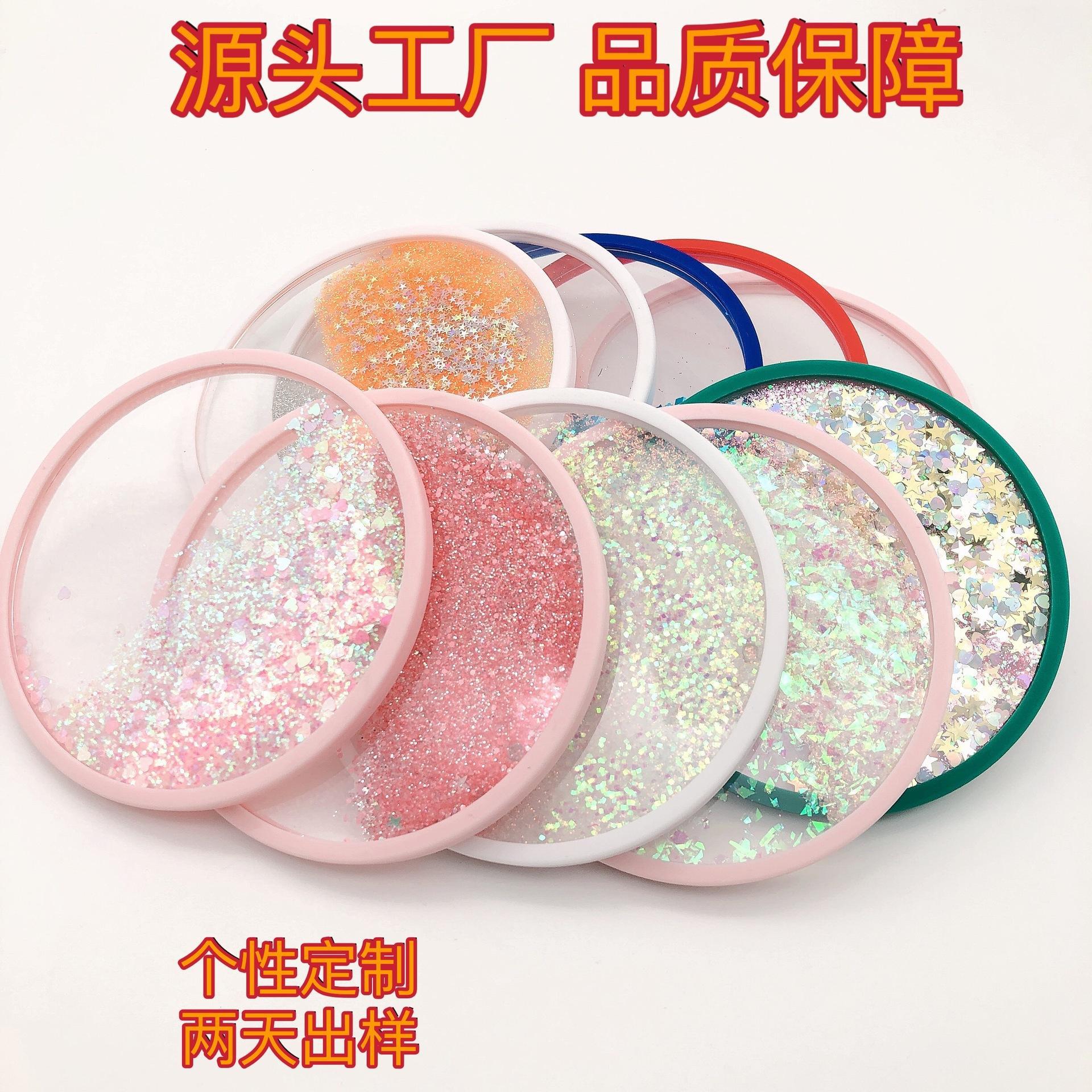 Wholesale Glitter quicksand thickened coaster scenic st companion gift ornaments base non-slip heat insulation can be fixed printing source factory
