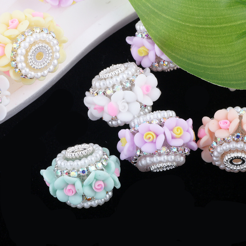 Wholesale Flower Round Barrel ill Balls Straight Hole Beads