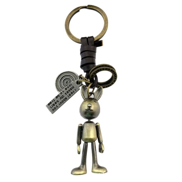 O1CN01MWip8w1FKOLwZ77ni_2218365010468-0-cib Wholesale Vintage hand-woven movable rabbit cowhide keychain