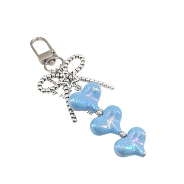 Wholesale Macaron-colored heart metal bow keychain