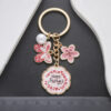 Wholesale Pink Butterfly Flowers Pearl HAPPYMOTHER'SDAY Keychain