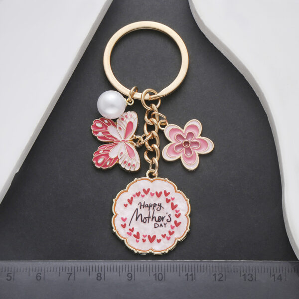 Wholesale Pink Butterfly Flowers Pearl HAPPYMOTHER'SDAY Keychain