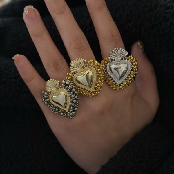 Wholesale Love Gold and Silver Sacred Heart Ring