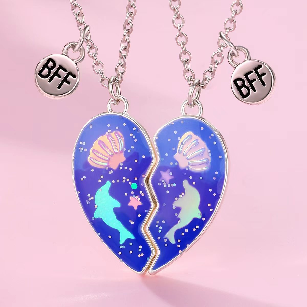 Wholesale chilen's love dolphin shell clavicle chain B good friend magnetic necklace