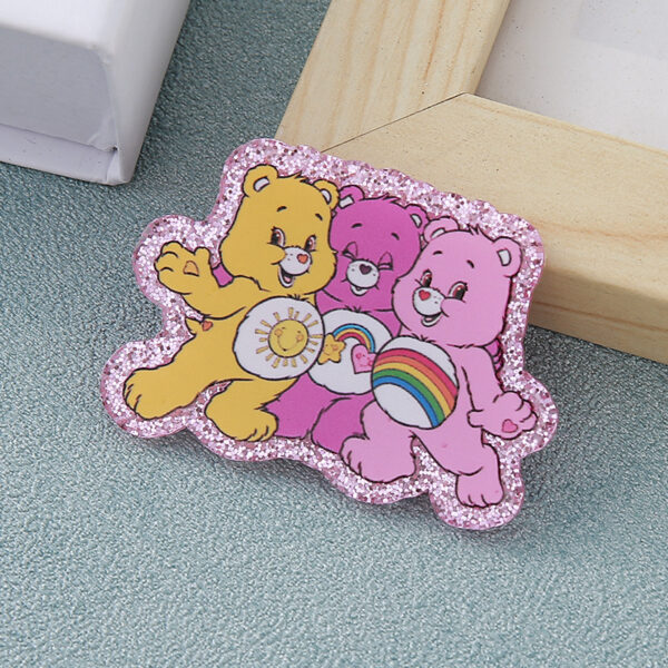 Wholesale 10pcs glitter cartoon heart bear earrings bag acrylic cute accessories