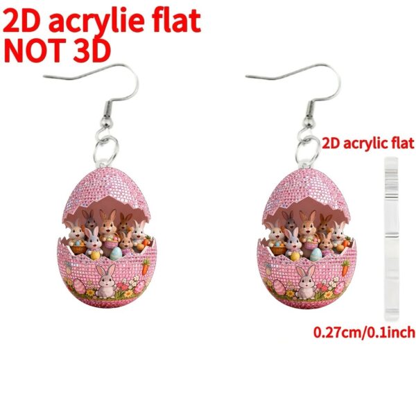 Wholesale Easter Flat Cute Pink Rabbit Acrylic Earrings