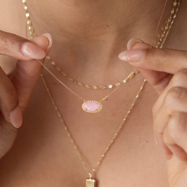 Wholesale Colored zircon natural stone oval necklace